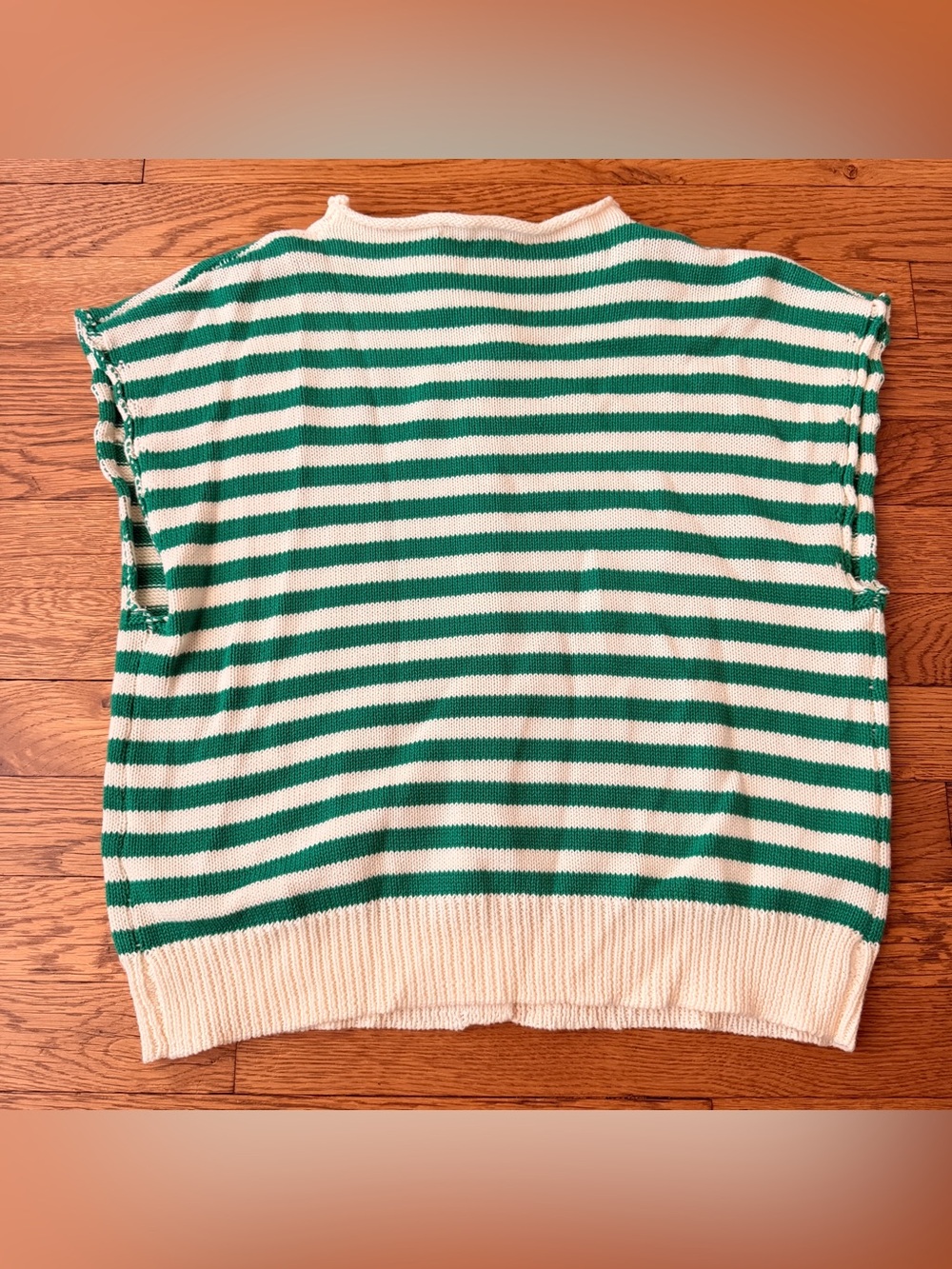 ANTHROPOLOGIE Green and Cream Striped Knit Button-Front Sweater Vest - Picture 5 of 5